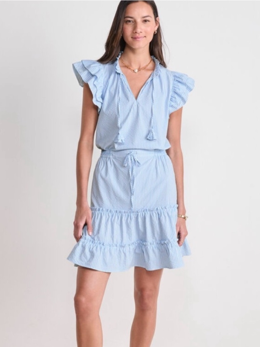 NWT Vineyard Vines Harbor Smocked Waist Dress | Jake Blue Seersucker | Size M